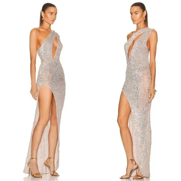 white christmas dresses Candice Sequin Crochet Dress – Retrofete main image 1